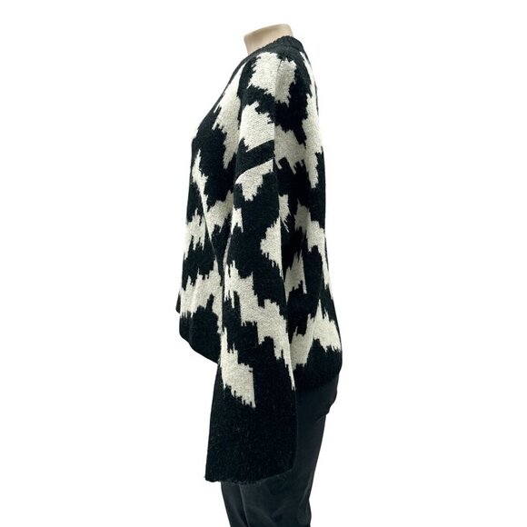 H&M Jacquard Pattern Pullover Knitted Long Sleeve Sweater Round Neck Women M - Picture 4 of 11